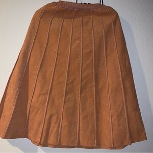 Chic Peach Suede and Crochet A-Line Women's Skirt